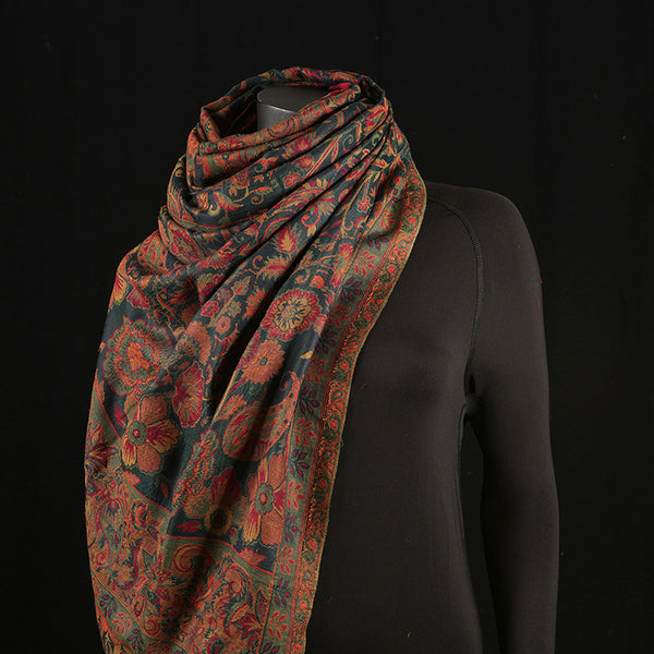 Handmade Pashmina Ladies Shawl / Scarf - Green Paisley