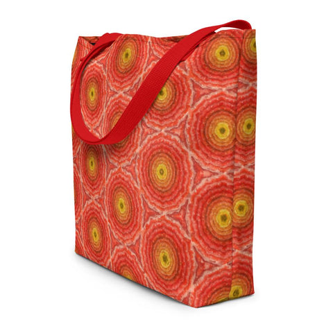 Traditional South Asian Marigold Lotus Design Beach Bag