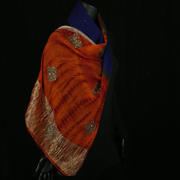 Curry Peepal Silk Scarf Handmade Chiffon Crepe Women Hijab Headscarf