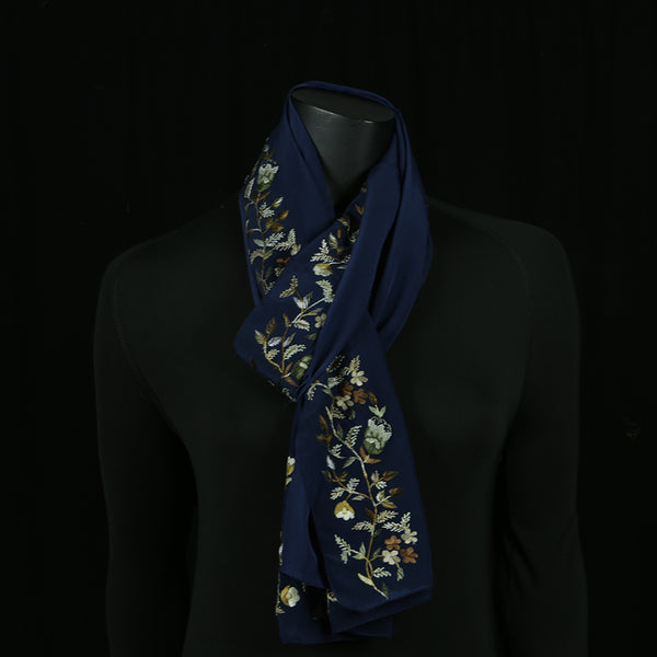 Curry Peepal Silk Scarf Handmade Chiffon Crepe Women Hijab Headscarf