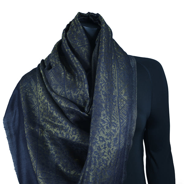 Curry Peepal Shawl Pashmina Wool Women Scarf Handmade
