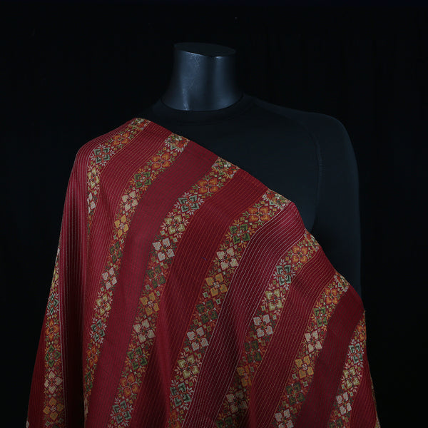 Curry Peepal Shawl Pashmina Women Maroon Handmade