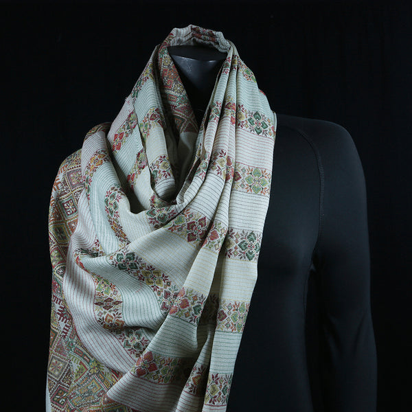 Curry Peepal Shawl Pashmina Women Maroon Handmade