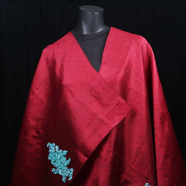 Women's Blended Silk Scarf Maroon Weave