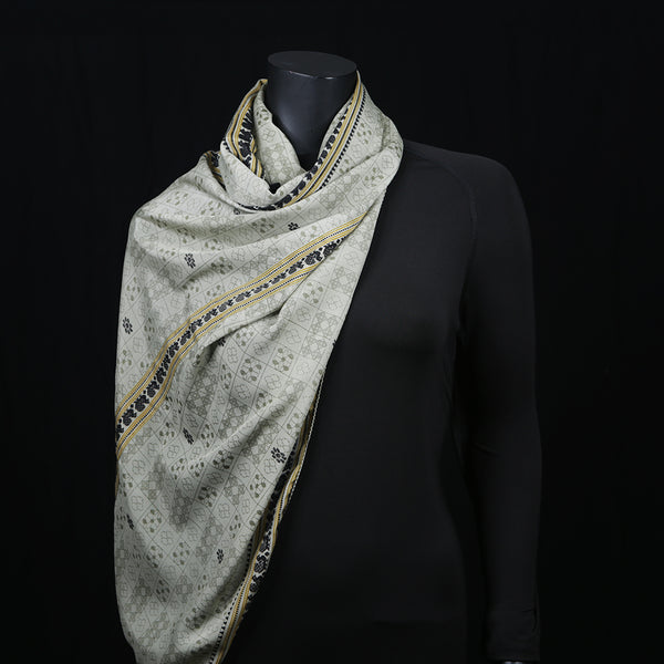 Women's deChine Crepe Scarf Grey Print