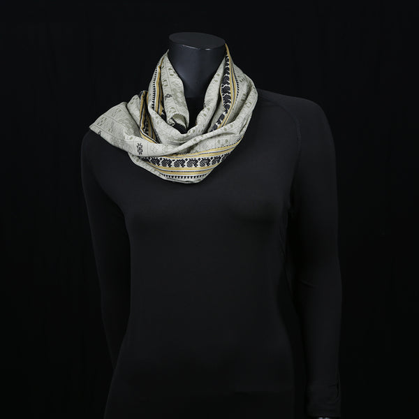Women's deChine Crepe Scarf Grey Print