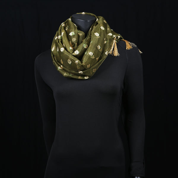 Silk Organza Women's Scarf Olive Green