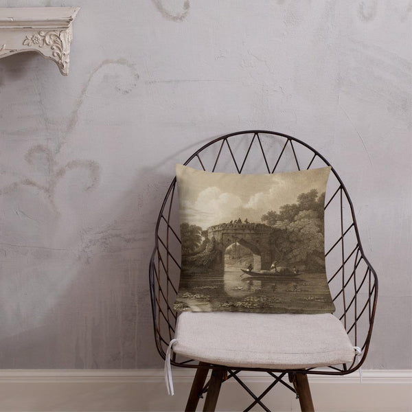 Vintage Art Print  Decorative Throw Pillow / Cushion including insert, 18 x 18 inches & 22 x 22 inches Boatmen 2