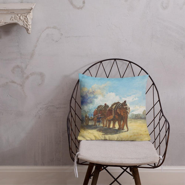 Vintage Art Print  Decorative Throw Pillow / Cushion including insert, 18 x 18 inches & 22 x 22 inches Elephant March 1