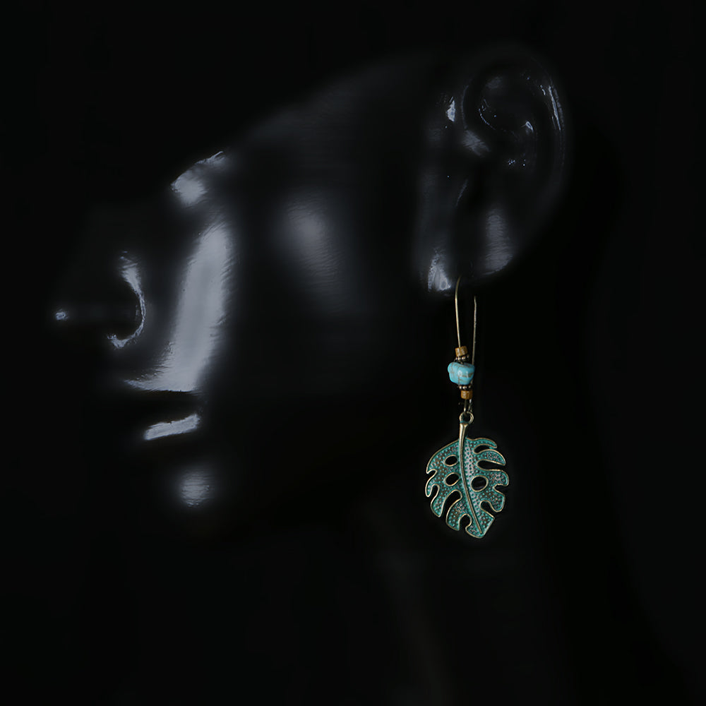 beaded monstera earrings Handmade Fashion Jewelry