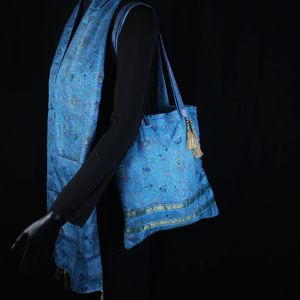 Handmade Embroidered Ladies Sling Bag matching silk scarf