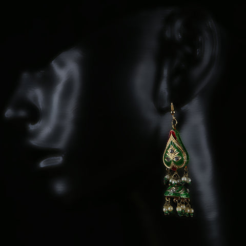 Handmade Traditional 'Lac' Jewellery - Earrings Green