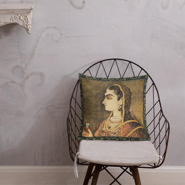 Vintage Art Print  Decorative Throw Pillow / Cushion including insert, 18 x 18 inches & 22 and 22 inches Rust Lady
