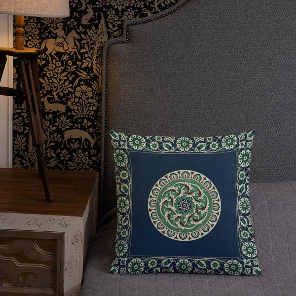 Antique Art Print Decorative Throw Pillow & Cushion Turkish Inlay bed