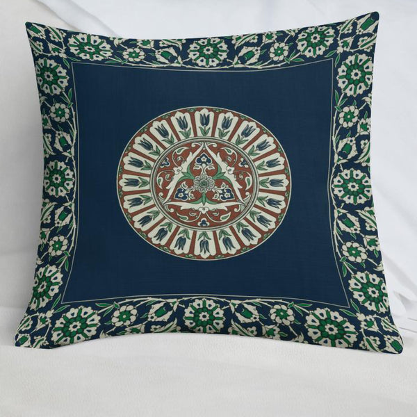 Antique Art Print Decorative Throw Pillow & Cushion Turkish Inlay Tulip Plate Couch