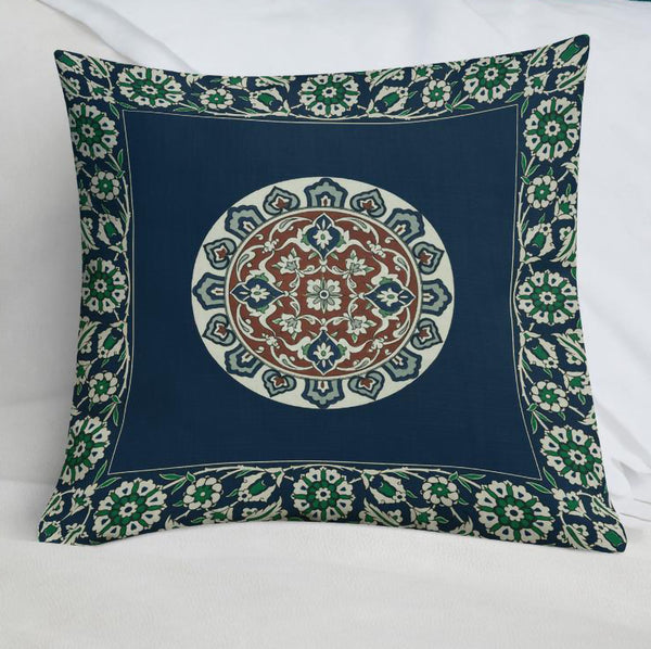Antique Art Print Decorative Throw Pillow & Cushion Turkish Inlay Floral Circle couch