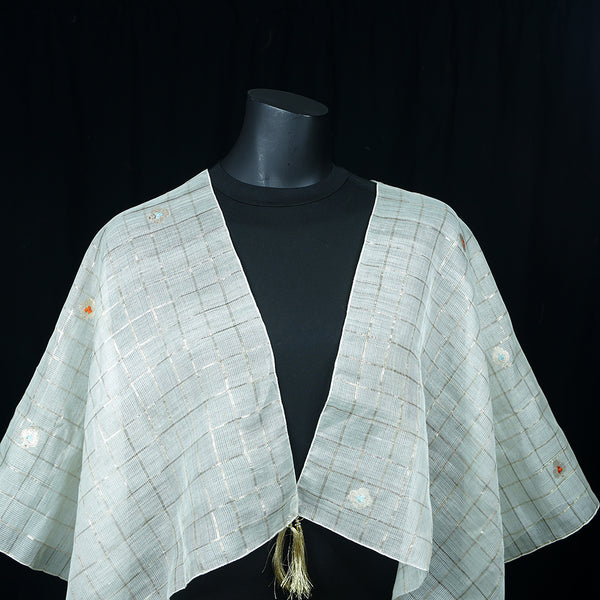 Women's Silk Cotton Scarf - Small Zari flowers
