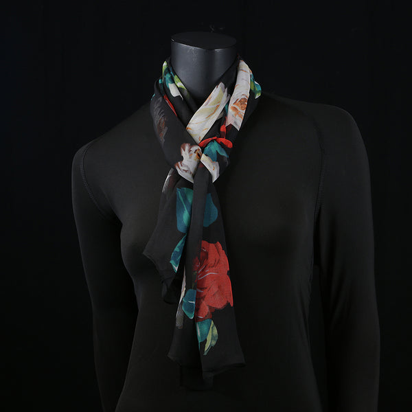 Georgette Women's Scarf - Red Rose