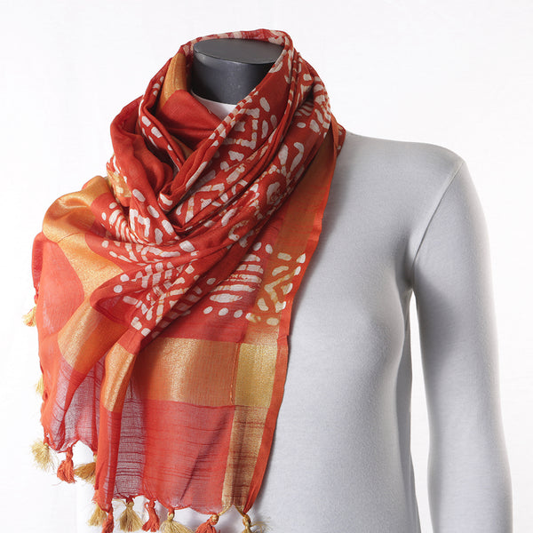 Blended Cotton Viscose Women's Scarf Batik Print Floral
