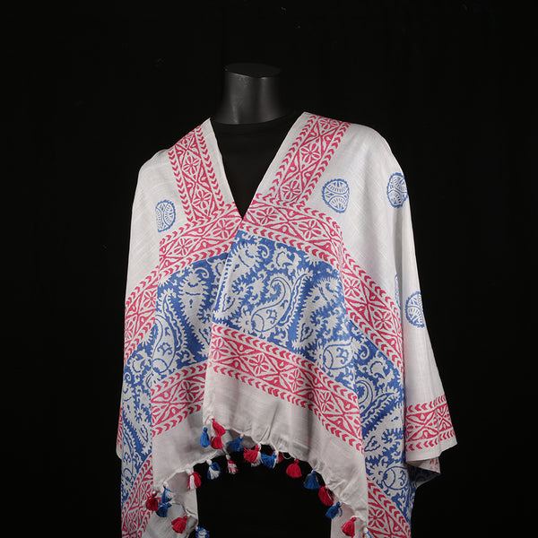 Blended Cotton Viscose Women's Scarf Batik Print large size, ideal for hijab or head scarf or for pairing with formal / informal outfits.