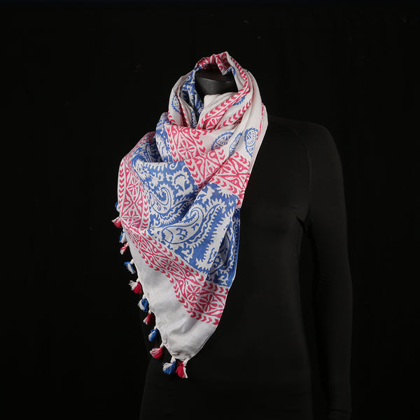 Blended Cotton Viscose Women's Scarf Batik Print large size, ideal for hijab or head scarf or for pairing with formal / informal outfits.