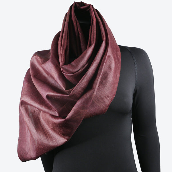 Women's Raw Silk Scarf Rosewood Red