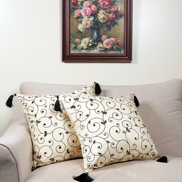 Handmade embroidered decorative throw pillow cushion & covers for home. In silk, cotton, polyester & canvas. Bring your home interior decoration ideas to life.