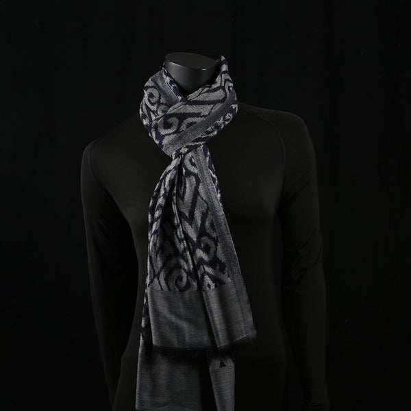 Hand woven Pashmina Shawl / Scarf / Stole - Steel Grey Kani