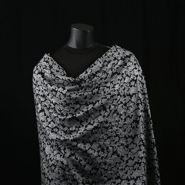 Handwoven Pashmina Shawl / Scarf / Stole - Black Kani