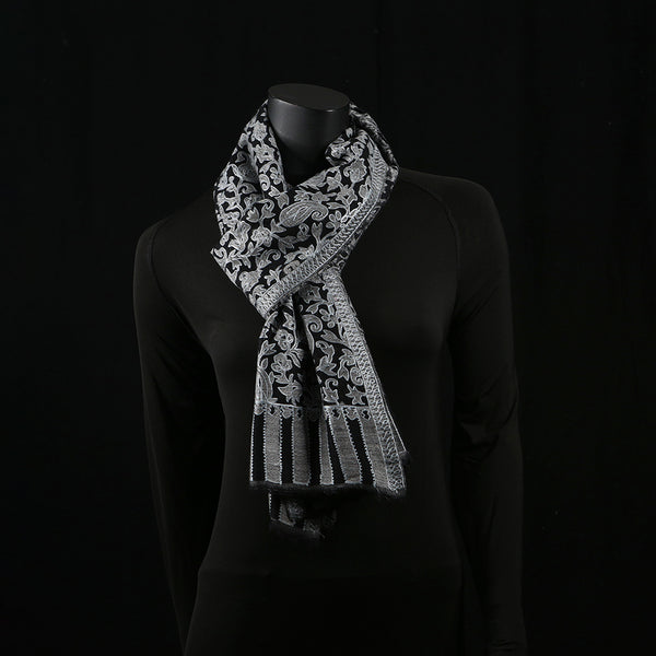 Handwoven Pashmina Shawl / Scarf / Stole - Black Kani
