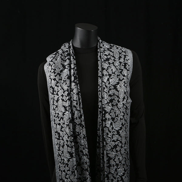 Handwoven Pashmina Shawl / Scarf / Stole - Black Kani