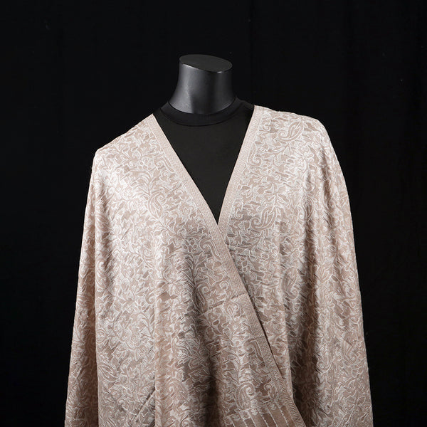 Handwoven Pashmina Shawl / Scarf / Stole - Kani Alabster Cream