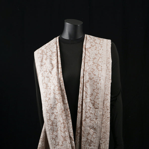 Handwoven Pashmina Shawl / Scarf / Stole - Kani Alabster Cream
