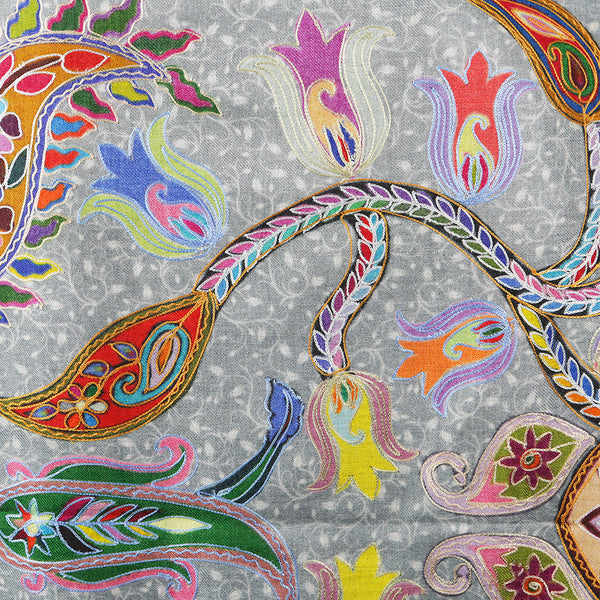Handwoven Pashmina Shawl / Scarf / Stole - Paisley Jaal Kalamkari