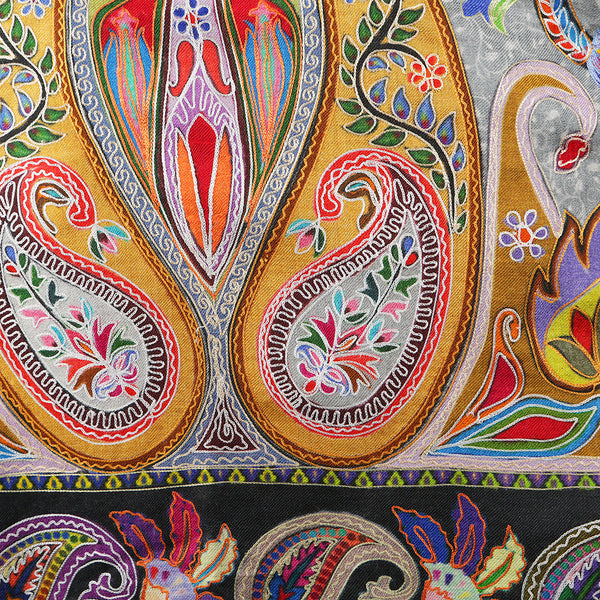 Handwoven Pashmina Shawl / Scarf / Stole - Paisley Jaal Kalamkari