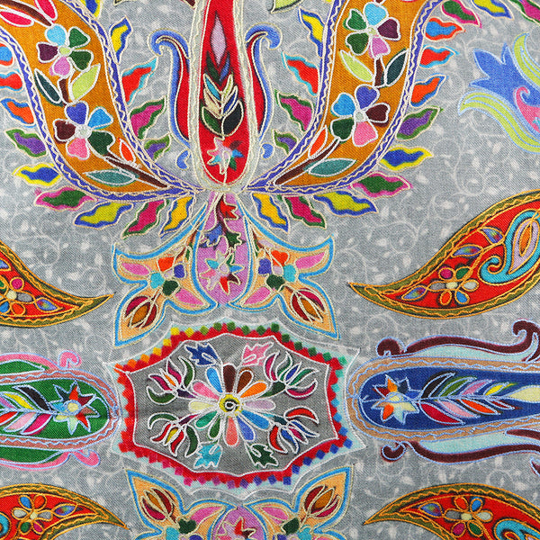 Handwoven Pashmina Shawl / Scarf / Stole - Paisley Jaal Kalamkari
