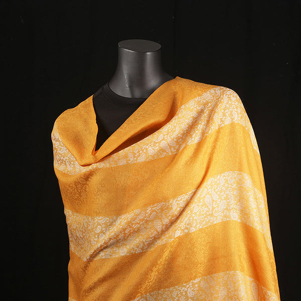 Handmade Pashmina Ladies Shawl / Scarf - Mustard Stripes