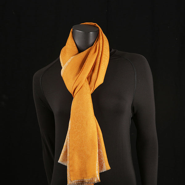 Handmade Pashmina Ladies Shawl / Scarf - Mustard Stripes