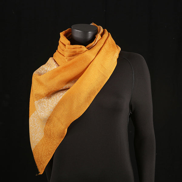 Handmade Pashmina Ladies Shawl / Scarf - Mustard Stripes