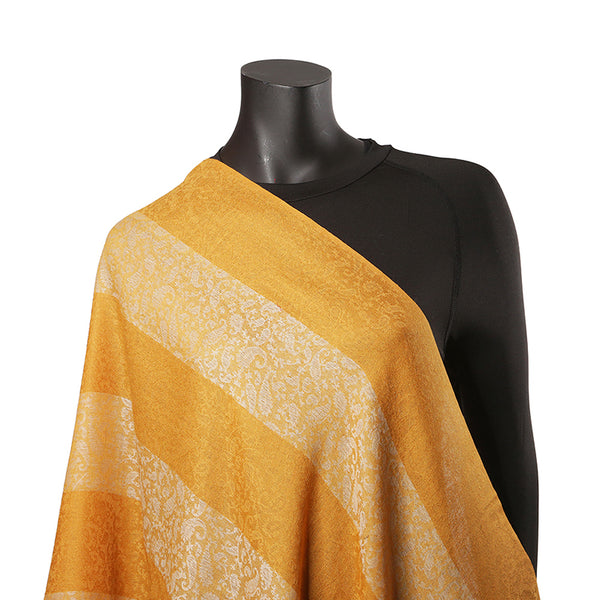 Handmade Pashmina Ladies Shawl / Scarf - Mustard Stripes