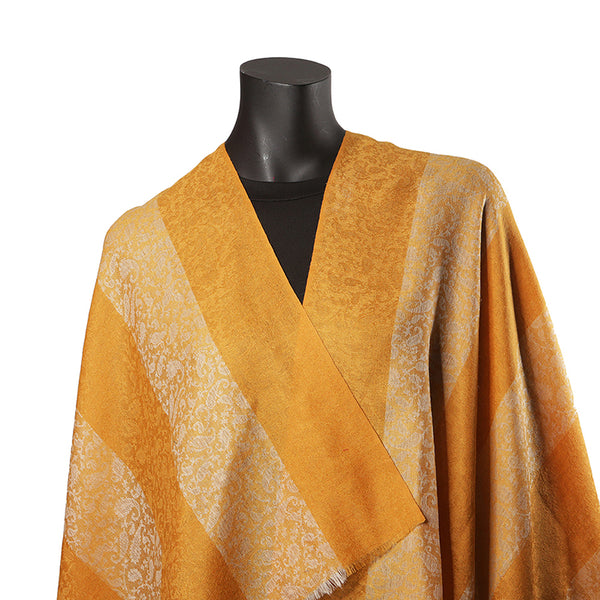Handmade Pashmina Ladies Shawl / Scarf - Mustard Stripes