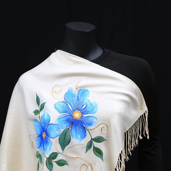Hand painted Scarf - Blue