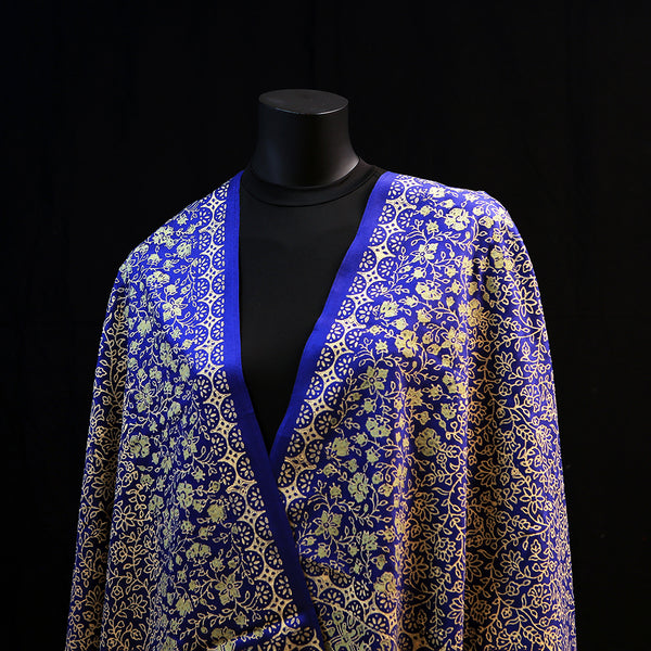 Hand printed Wide Pashmina Scarf - Royal Blue