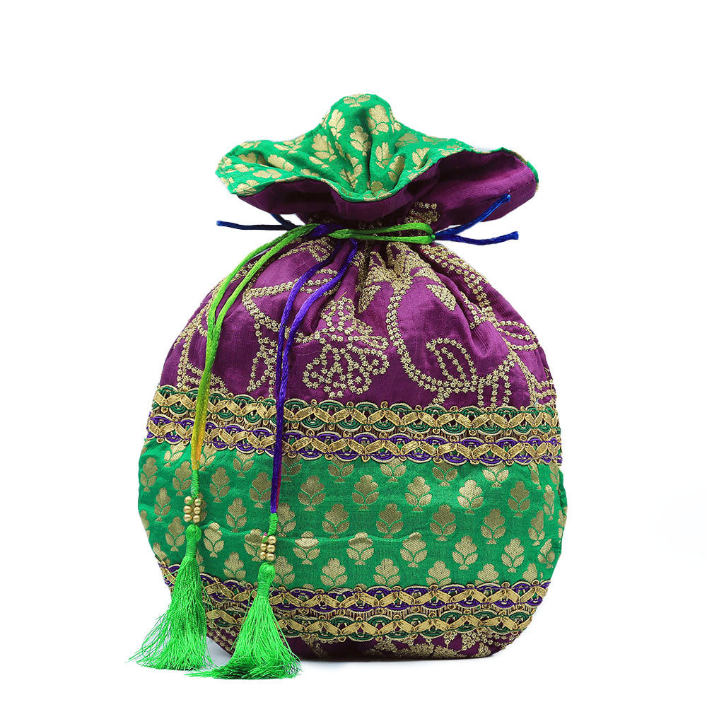 Multicolor Velvet Traditional Ethnic Potli Batua Bag