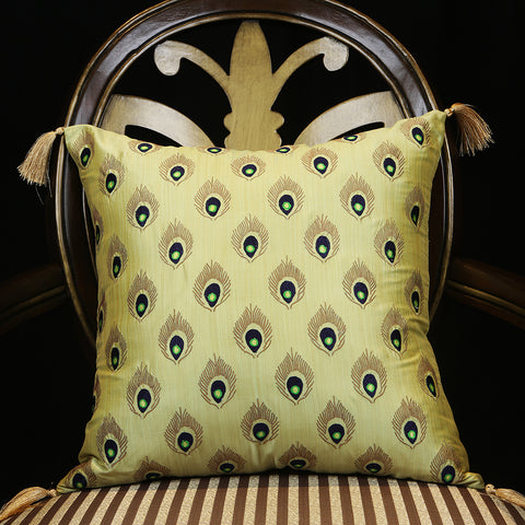 Handmade Decorative Throw Pillow Cushion & Covers - Lime Green Feather