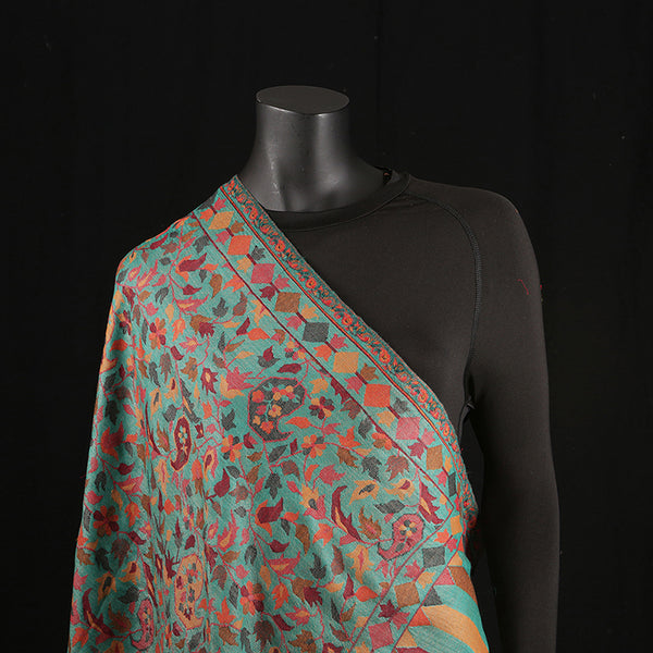 Handmade Pashmina Ladies Shawl / Scarf - Emerald Jaal