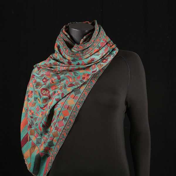 Handmade Pashmina Ladies Shawl / Scarf - Emerald Jaal