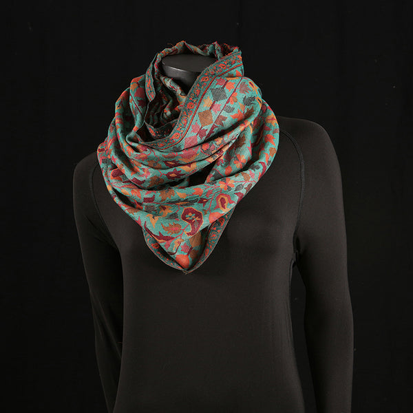 Handmade Pashmina Ladies Shawl / Scarf - Emerald Jaal