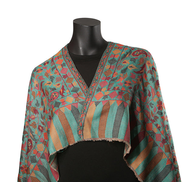 Handmade Pashmina Ladies Shawl / Scarf - Emerald Jaal