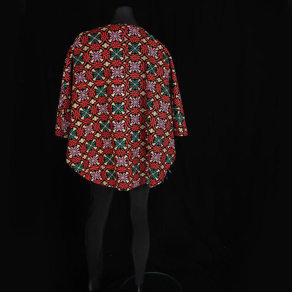 Embroidered Cape Dress - Lady in Red